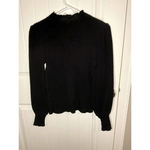 Free People Black Mock Neck Ribbed Lightweight Sweater Small